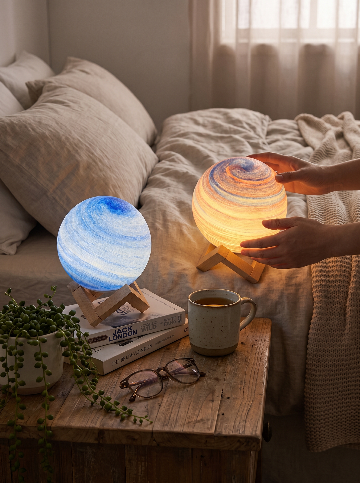 Nordic Glass Planet Table Lamp lifestyle photo, thoughtfully made beautifully finished